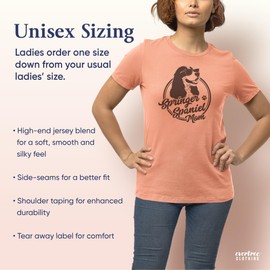 EVERTREE CLOTHING Springer Spaniel Mom, Unisex Women's Shirt, English Springer Spaniel, Spaniel Owner, Funny Dog Mom Gift, Heather Sunset, Medium