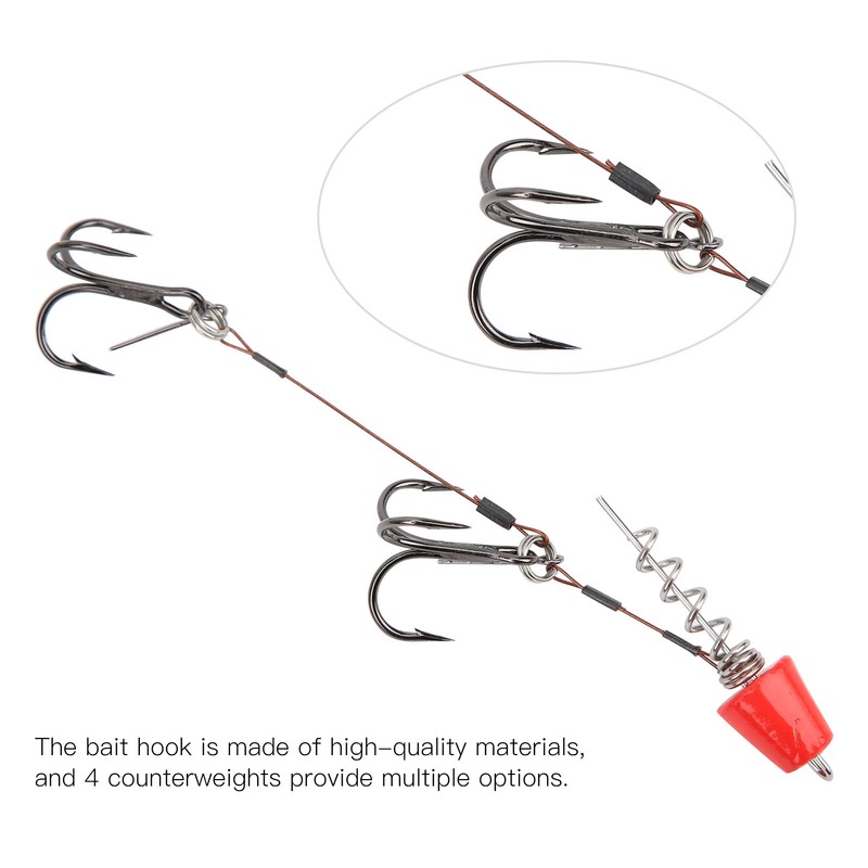 Portable Fishing Steel Wire Fishing Rigs with Treble Fish Hooks