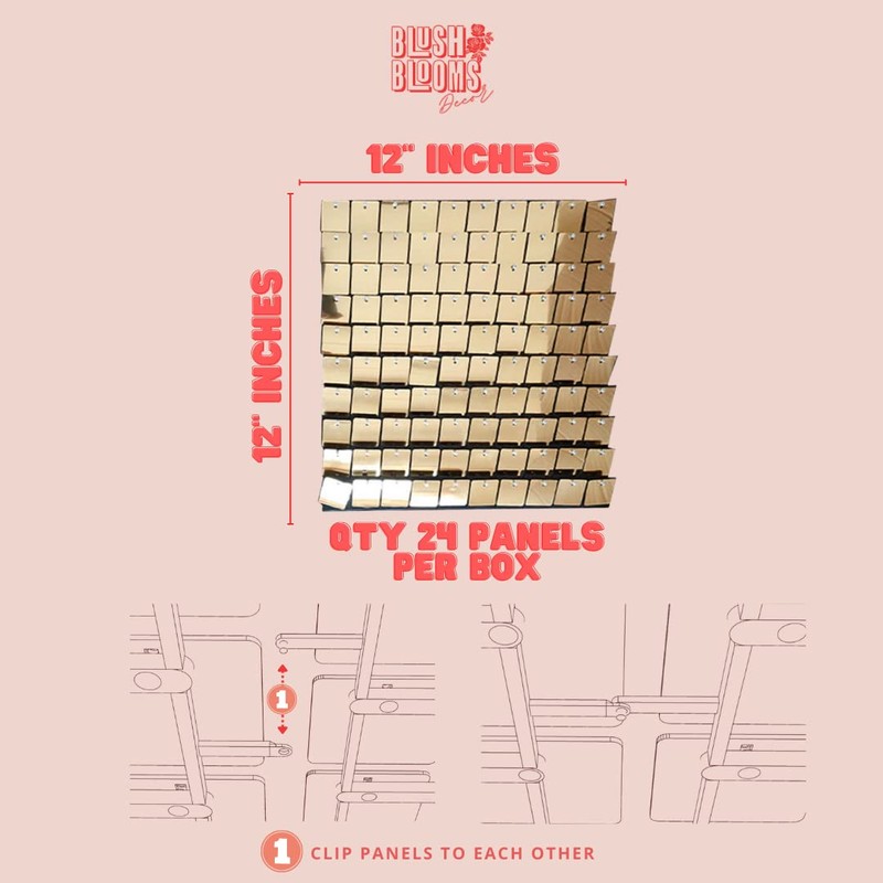 Blush Blooms Decor - 24 Sequin Panels for Sequin Wall