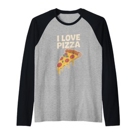 I Love Pizza Slice Dripping Cheese Delight Raglan Baseball Tee