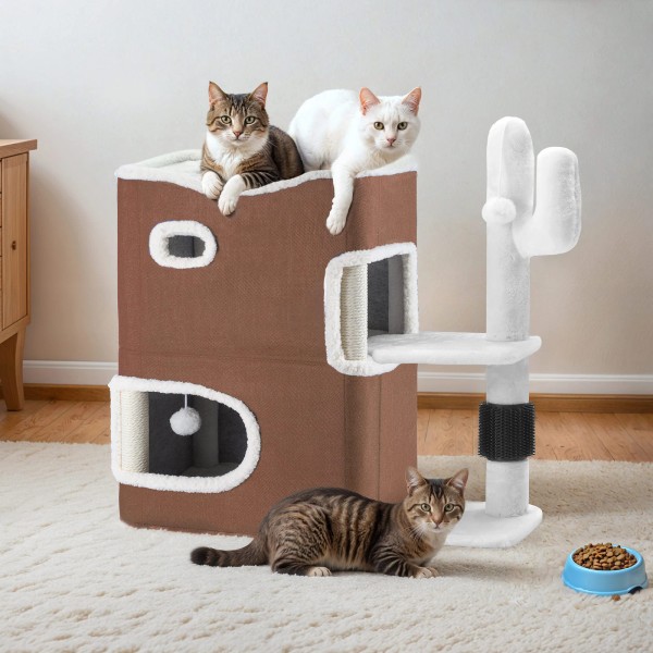 Qurious_Corner Comfortable Double Deck Dog & Kitty Pet Cage w/