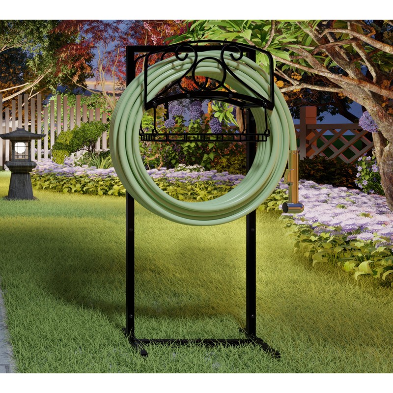 Fire Beauty Heavy-Duty Portable Garden Hose Holder with Storage Basket,120+
