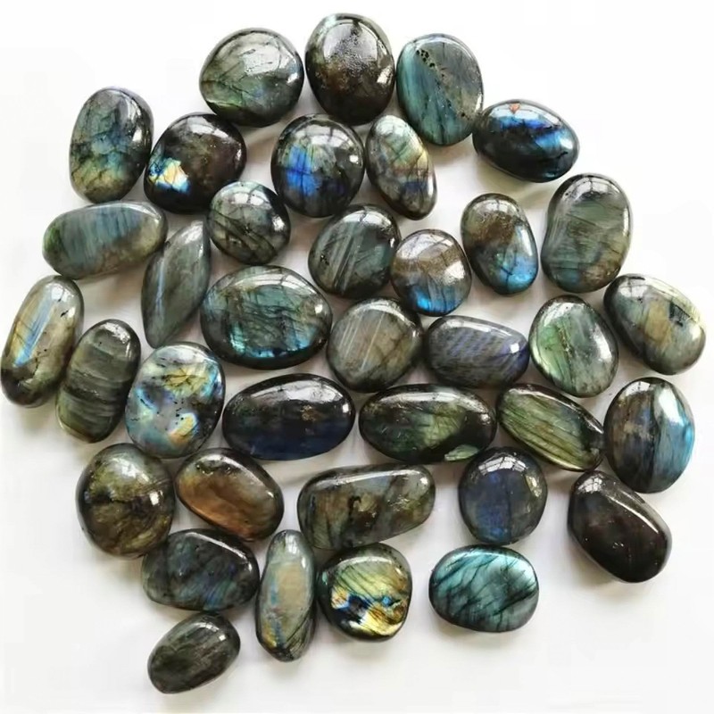 Audiophan Natural Gemstone Labradorite Plum Stone Gemstone 2pcs Irregular Polished