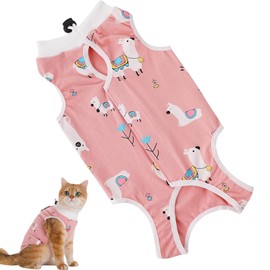 Surgery Recovery Suit for Cats, Anti Licking Cat Recovery Suit, Breathable Cat Onesie, Comfortable Kitten Vest after Spaying, Soft Pet Recovery Bodysuit, for Abdominal Wounds (M)