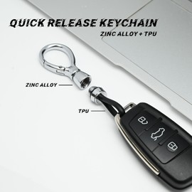 DIGOYE Tool-free Quick Release Car keychain Metal & TPU Strap Key Chain Detachable Cute Key Fob Holder for Men & Women (Oval, Silver)