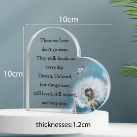 COLOFALLA Sympathy Gift Memorial Gift Bereavement Gifts Those We Love Don't Go Away Acrylic Heart Plaque Grave Decorations Dad Mum Memorial Gifts Remembrance Condolence