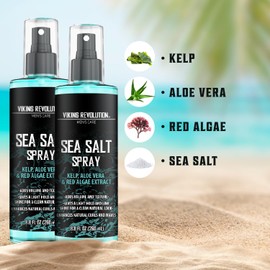 Viking Revolution Sea Salt Spray for Hair Men - Hair Texturizing Sprays with Kelp, Aloe Vera & Red Algae Extract - Surf Sprays to Add Volume and Texture- Sea Salt for Men Beach Hair Spray (2 pack)