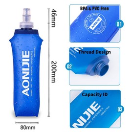 AONIJIE 2 Pack 500ML Collapsible TPU Soft Flask for Outdoor Sports Hydration Lightweight Folding Water Bottles for Running Hiking Cycling (B#500ml - 2 Pcs)