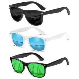Suertree Sunglasses Men's Polarised Sunglasses Women's Retro Classic Vintage Polarised Glasses UV400 Protection Unisex Sunglasses Square for Driving Outdoor Activities, Black1+Whiteblue+Green
