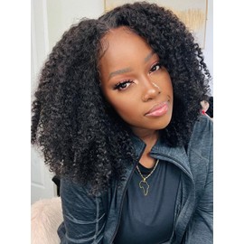 Curlyme Glueless Wigs Human Hair Pre Plucked Pre Cut 7x5 Kinky Curly Glueless Wigs Human Hair Beginner Friendly Natural Hairline 180% Lace Front Wigs Human Hair 18 Inch