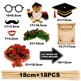 FLOFIA 18 Pieces Itanian Photo Props Abschuluss Phonto Booth Party Photo Booth Accessories Graduation Photo Props Hat Touch Graduation Funny Gadgets Accessories DIY Photo Props