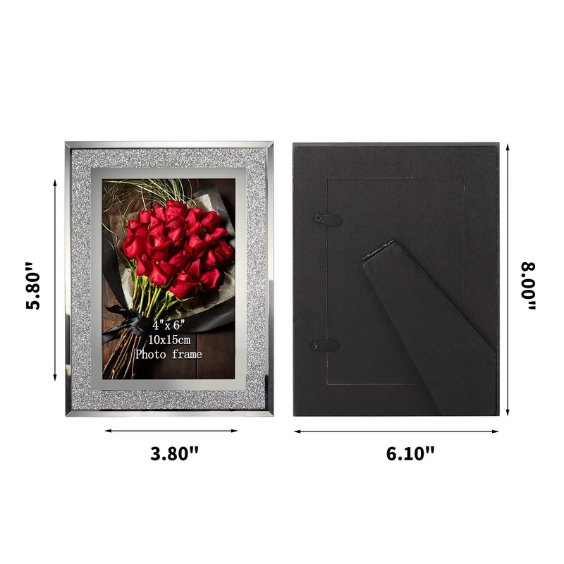 Calenzana 4x6 Glitter Picture Frames Set of 4, Sparkle Glass