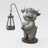 Mikilov Scottish Highland Cow Resin Statue with Solar Lantern Decoration,