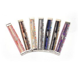 Women's Leather Bracelet Multilayer Charm Boho Wide Buckle Bracelet Magnetic Clasp Bangle Leather, Leather