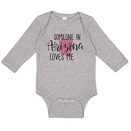 TATY Kids Someone In Arizona Loves Me Long Sleeve Baby Infant One Piece Bodysuit Newborn Heather Grey