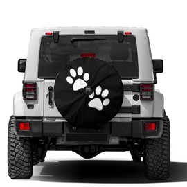 Foruidea Paw Print Spare Tire Cover with Backup Camera Hole Wheel Tire Cover Fit Trailer, RV, SUV and Many Vehicle 17inch