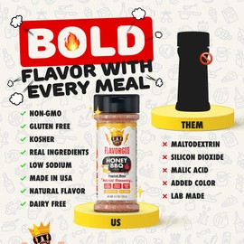 Honey BBQ Rub Mix by Flavor God - Premium All Natural & Healthy Spice Blend for Grilling Chicken, Beef, Seafood, Vegetables, Salad, Tacos, Pizza, Beans, Ravioli, & Pasta - Kosher, Gluten-Free, Dairy-Free Steak Rub