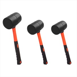 3 PCS 27 16 12 OZ Rubber Mallet, Rubber Hammer, Rubber Mallet Set With Black-Yellow Fiberglass Handle Perfect For Wood, Metal, Plastic, Glass, And Ceramics. By GENHAKON