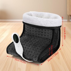 Electric Foot Warmer, Cold Feet Warmers, Cosy Heated Foot Warmer with Removable Lining, 10 Temperature Settings and 3 Timer Settings, Heated Foot Warmers for Women Men Winter Home Office, Black