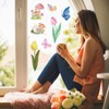 AstraGlam Window Stickers Flowers Butterfly, Pack of 8 Reusable PVC