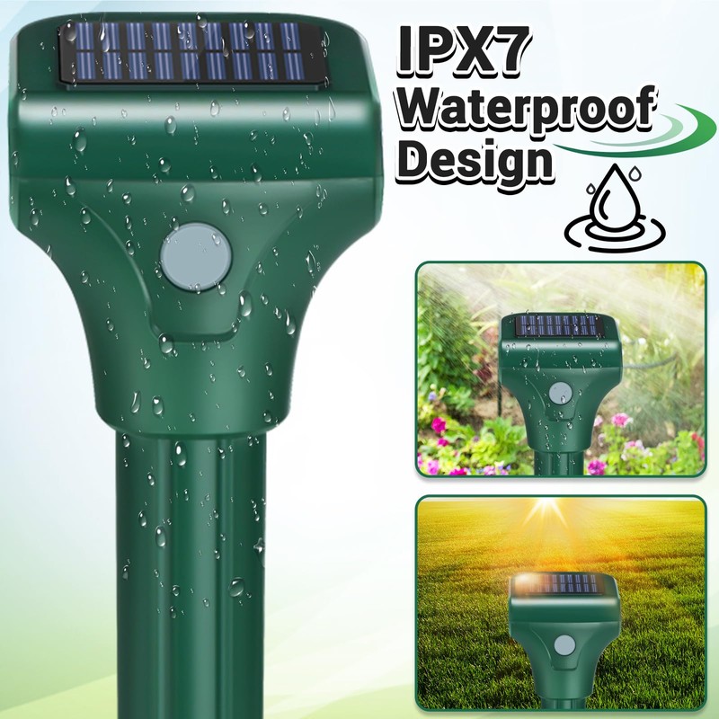 Mole Repellent for Lawns 4 Pack,Solar Gophe Repeller Ultrasonic Gopher