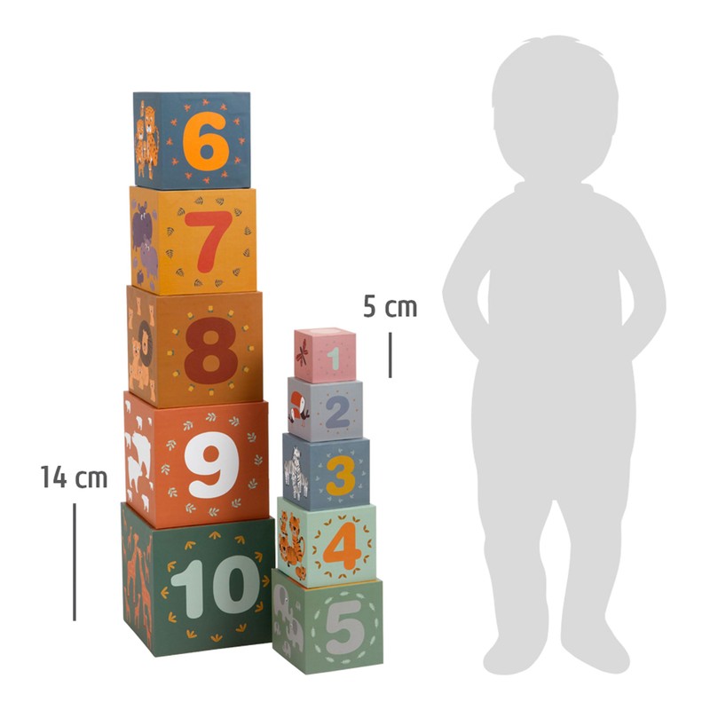 small foot Stacking Cube "Safari", Motor Skills Toy, Sorting Game
