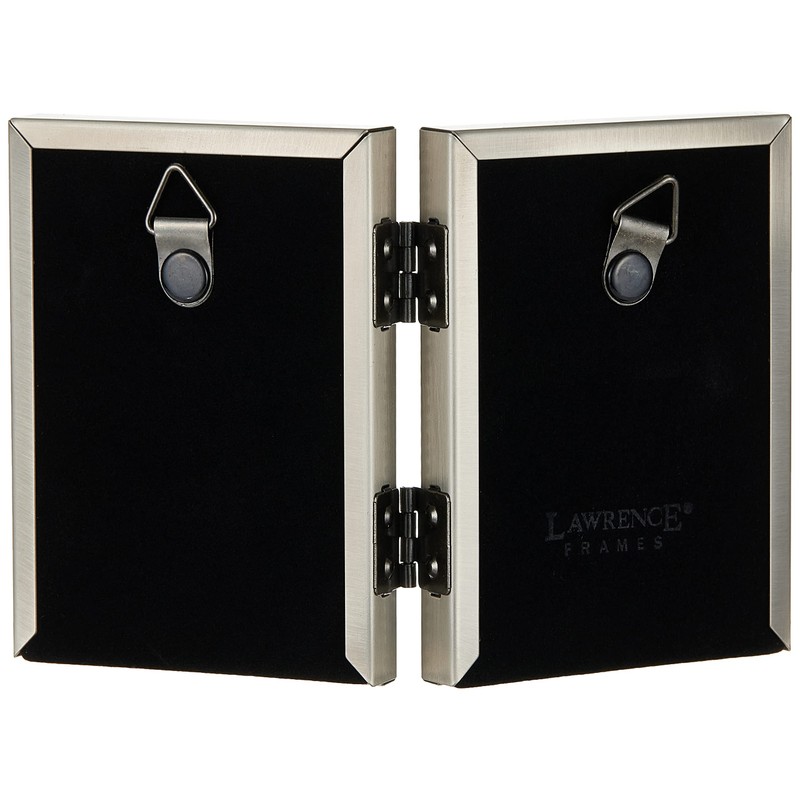 Lawrence Frames Antique Pewter Hinged Double 2x3 Picture Frame, Beaded