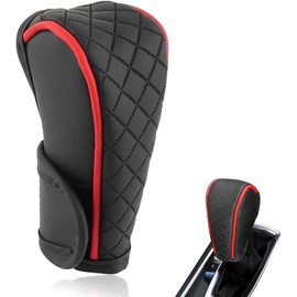 Funda de cuero para pomo de cambio de coche, protector antideslizante y transpirable para palanca de cambios, universal para la mayoría de coches, SUVs y camiones (Rojo)
