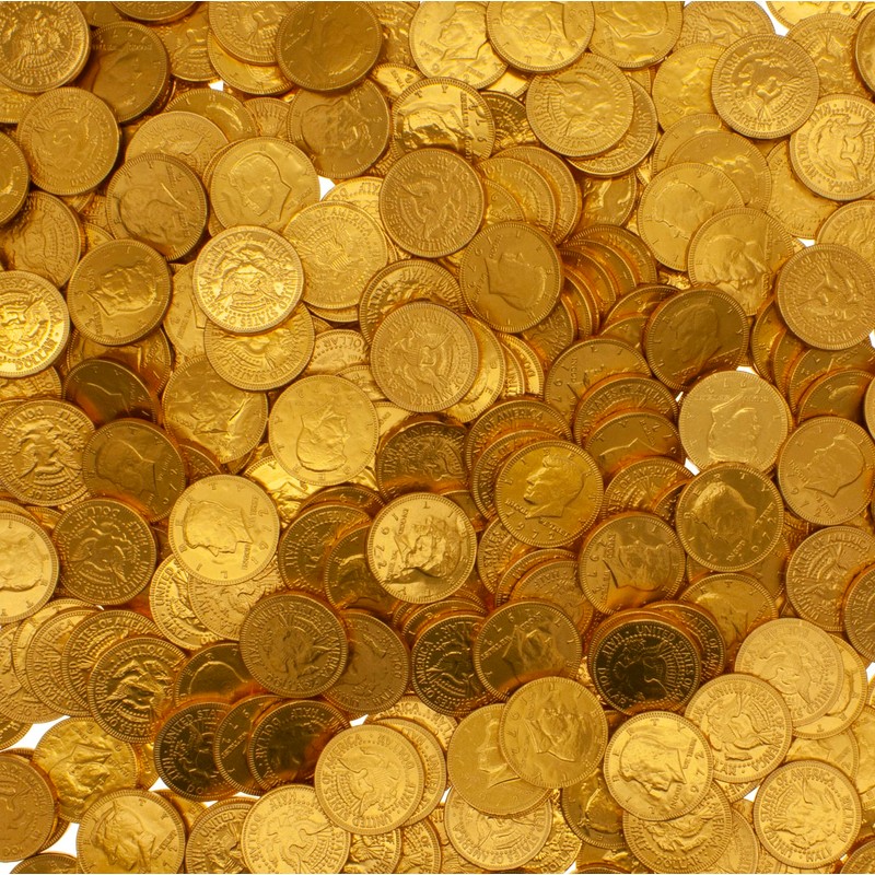 Milk Chocolate Gold Coins 2 Pounds in a Resealable Bulk