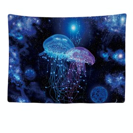 Ulticool - Psychedelic Jellyfish Jellyfish Nature Animals - Tapestry - 200 x 150 cm - Large Tapestry - Poster - Canvas Picture - Accessories for Bedroom Living Room Children's Room