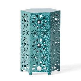 Galore 14\" Green Side Table with Unique Sunburst Cut out Design for Living Room Furniture
