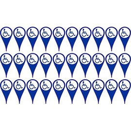 StickerTalk Blue Handicap Map Pointer Vinyl Stickers, 1 Sheet of 30 Stickers, 0.5 inches by 1 inch Each