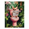Chihuahua Sitting on an Open Toilet Reading a Newspaper Art