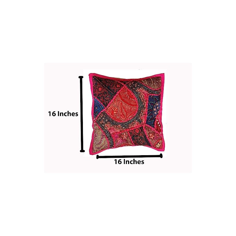 Rastogi Handicrafts Decorative Throw Pillow Cases, Embroidered Cotton Cushion Cover