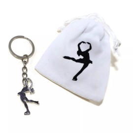 Unbranded CRS Cross Ice Skating Layback Keychain Gift Figure Skater Silver