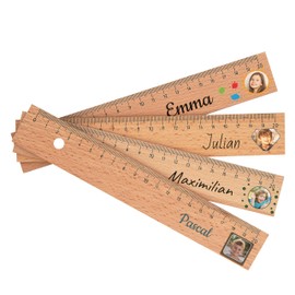 Kinder Lineal personalisiert mit Namen und Foto - ideal für die Grundschule Einschulung - Lineale 20 cm mit farbenfrohem Druck für Jungen & Mädchen - Geschenk Schulanfang Schultüte