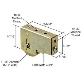 CRL Sliding Glass Door Roller with 1-1/2 Steel Wheel 11/16" Wide Housing for Fleetwood & Blomberg Doors