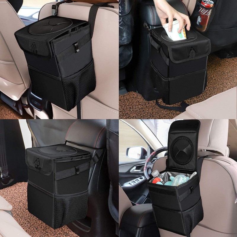 YEL Car Trash Can - Black, Cloth, 6L, Waterproof, Adjustable,