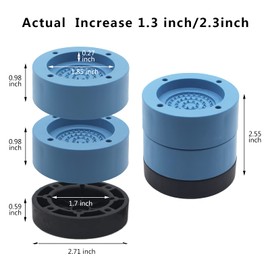 HANIHUA Round Bed Risers 4 Pack Blue Heavy Duty Furniture Risers Lifts Height 1", 2 inch, Adjustable Bed Lifts Risers for Bed Frame, Furniture, Table, Sofa, Chair Risers Supports Up to 1,300 lbs