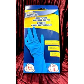 Heavy Duty Reusable Latex Gloves, Blue, Large Size, Multipurpose, 1 Pair, for Kitchen, Bathroom, Pet Care