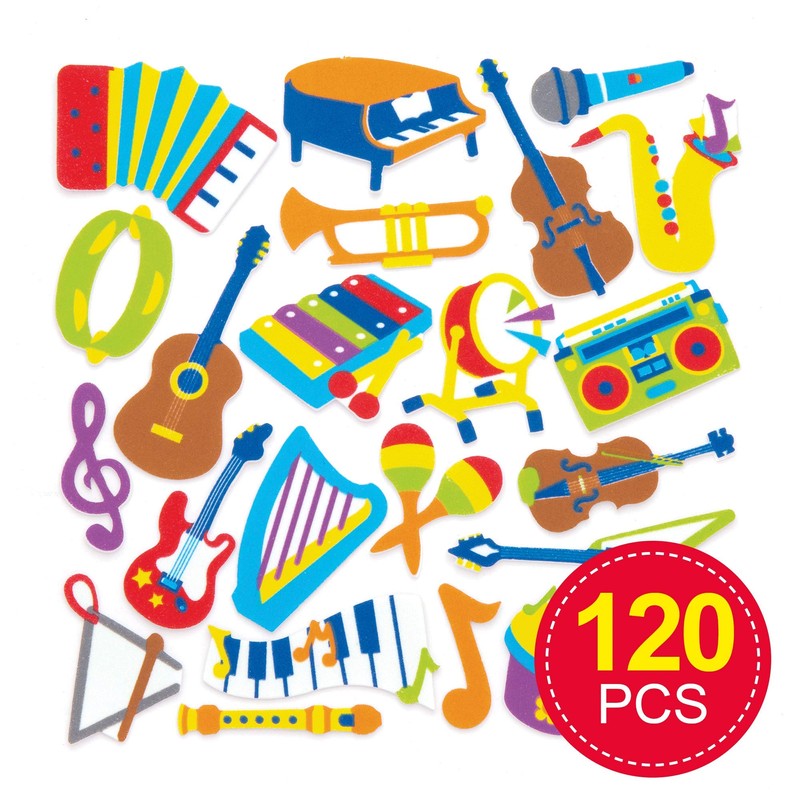 Baker Ross AW660 Music Foam Stickers (Pack of 120), Asst