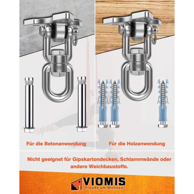 Viomis Stainless Steel Ceiling Hook 360° Rotatable - Universal for