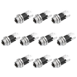 sourcing map 10Pcs PCB Mount DC Connector Jack Power Audio Video Socket 3 Pin Female 5.5mm x 2.1mm Black