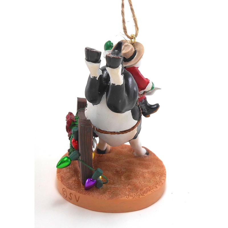 Cape Shore Santa Riding Bull Ornament, 3.5-inches, Multicolor, Resin
