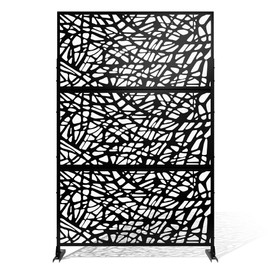 Elevens Decorative Outdoor Privacy Screen Panels,Metal Material Patio Screen, Divider with Stand for Garden Backyard Free Standing(72''Hx47''W)