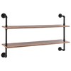 Happybuy Industrial Pipe Shelf, 2 Tier 49x 10.24in, Wall-Mount, Rustic,