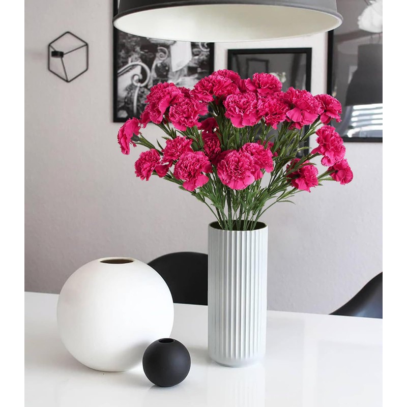 IPOPU 30 Heads Carnations Artificial Flowers 6PCS Silk Carnations 27.56in