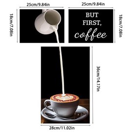 burkfeeg Kaffee Bar Wanddeko, 3 Stück Küche Poster Küchenbilder Esszimmer Dekor Wandbilder Modern Schwarz Weiß Leinwand Bild Wohnzimmer Bilder（Ohne Rahmen）