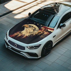 Renewold Eagle American Flag Mountain Car Hood Cover Protector Hood Covers for Cars Indoor Outdoor Decor Hood Wrap Blanket Women Men Automotive Exterior Accessories