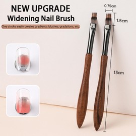JFIYUOMCI Ombre Nail Brush (Widen), Precise Gradient & Lace Nail Art Painting Brushes Pen, Acrylic Ombre Brush for Nails, Mahogany Manicure Design Tools for DIY & Salon Gel Polish - 1 Pack